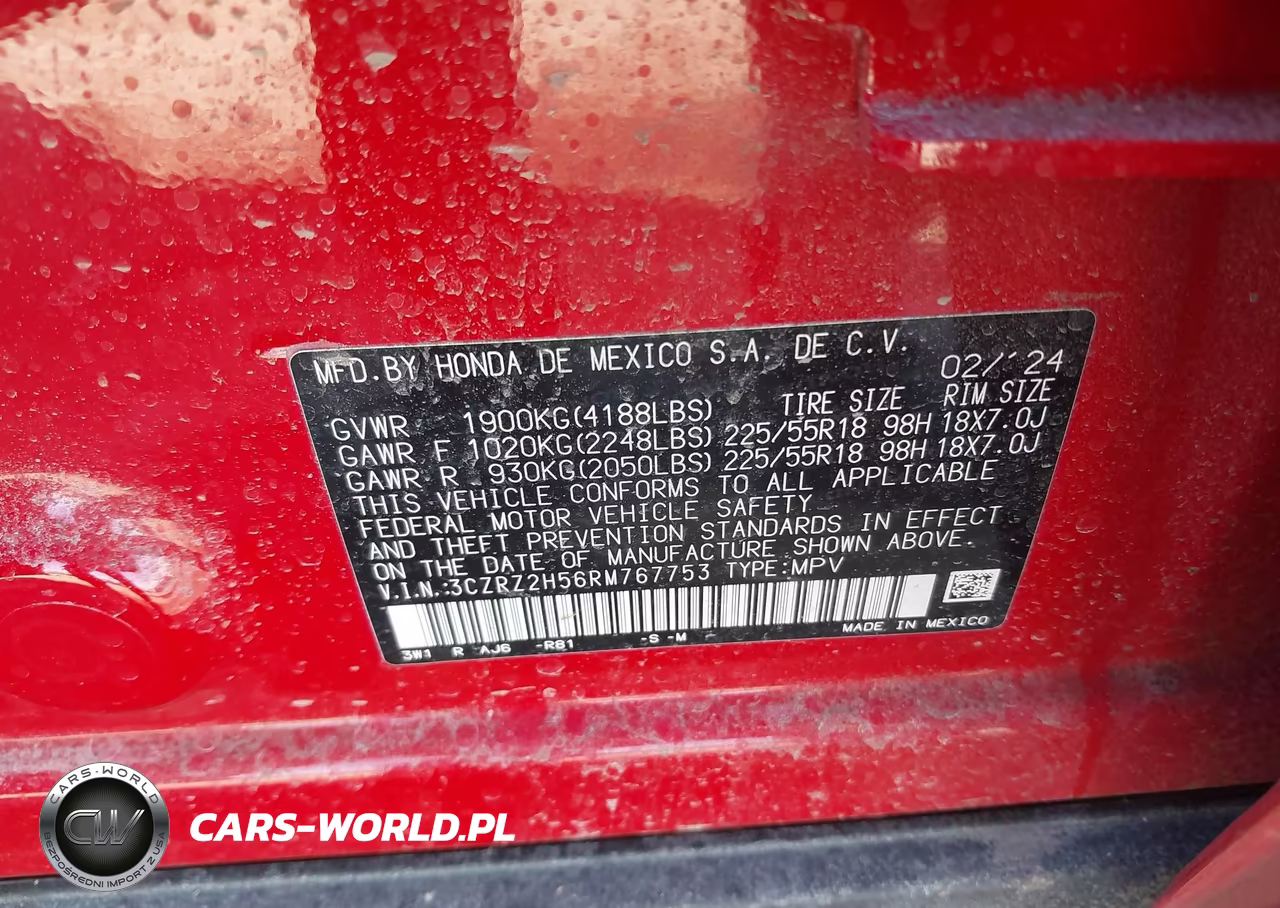 2024 Honda Hr-V Awd Sport-Awd Sport W-O Bsi VIN:3CZRZ2H56RM767753 - 9
