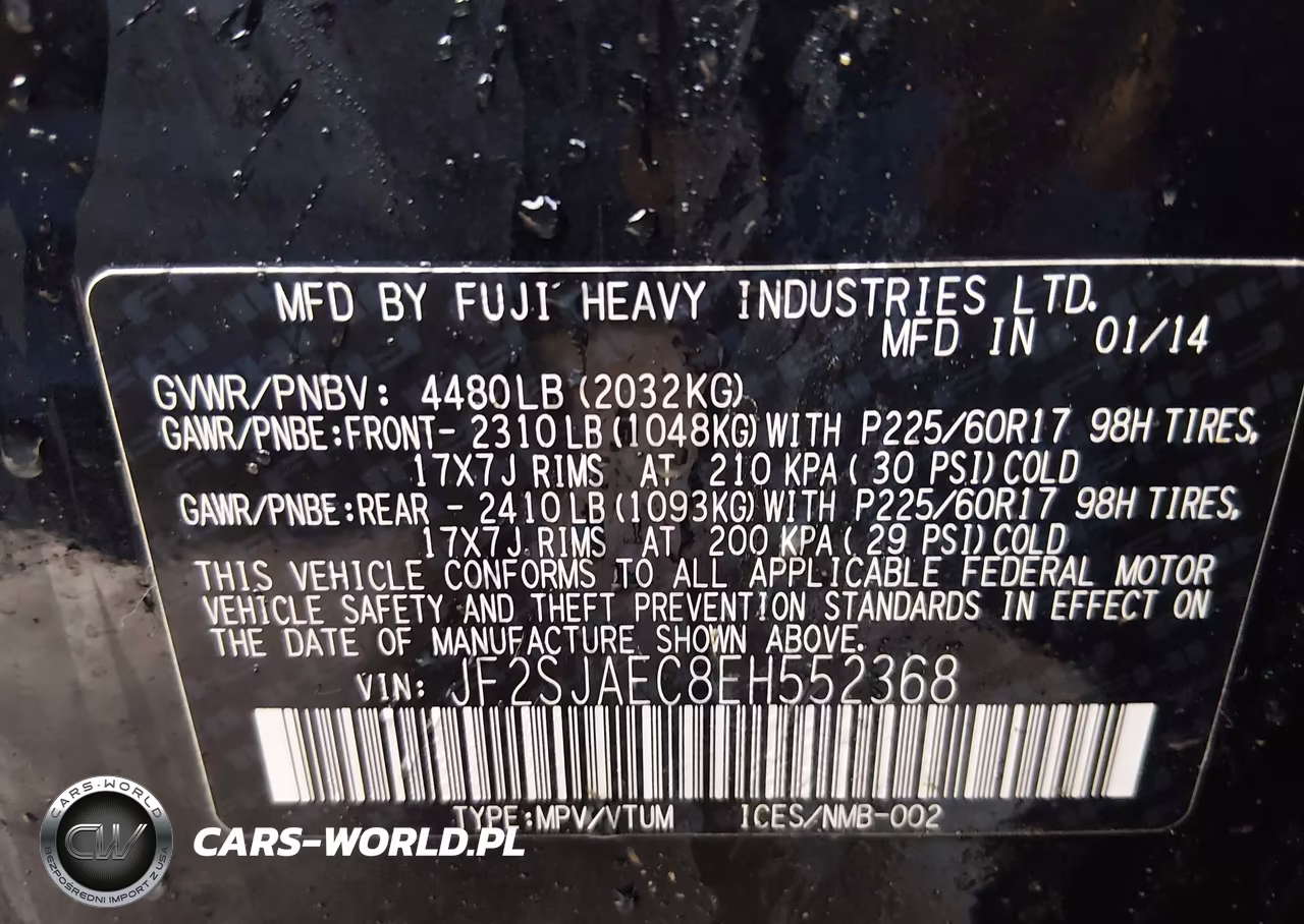 2014 Subaru Forester 2.5I Premium VIN:JF2SJAEC8EH552368 - 9