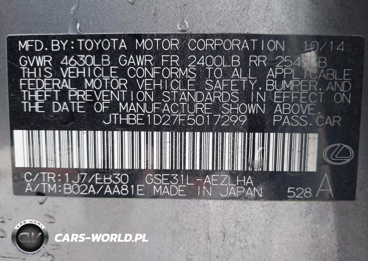 2015 Lexus Is 350 VIN:JTHBE1D27F5017299 - 9