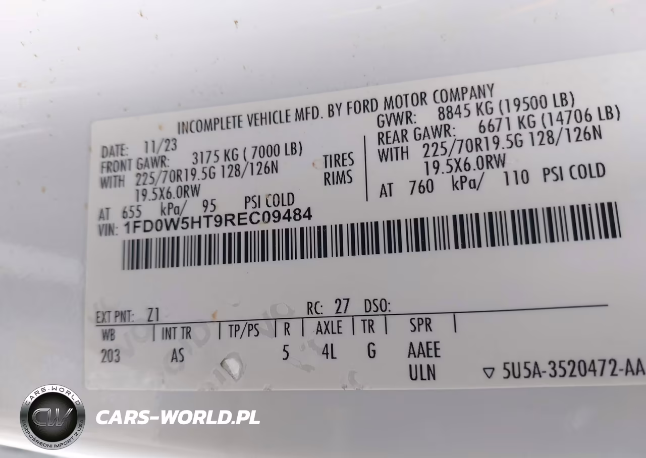 2024 Ford F-550 Chassis Xl VIN:1FD0W5HT9REC09484 - 9