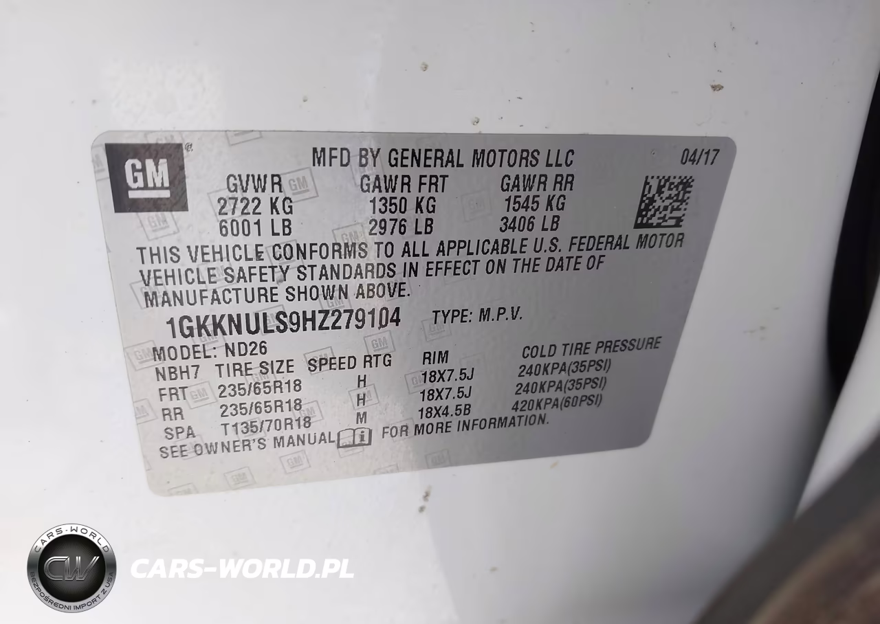 2017 GMC Acadia Slt-1 VIN:1GKKNULS9HZ279104 - 9