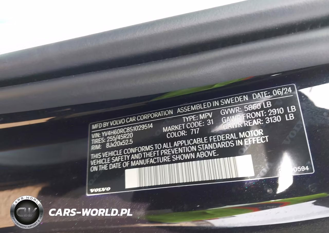 2025 Volvo Xc60 Plug-In Hybrid Plus, T8 Awd Electric-Gasoline, Dark VIN:YV4H60RC8S1029514 - 9