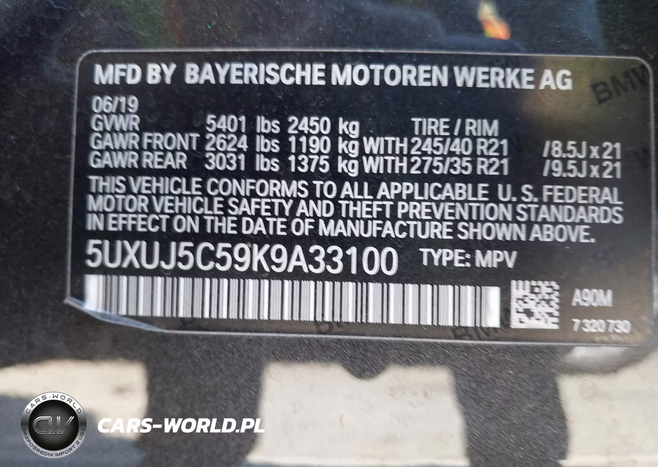 2019 BMW X4 M40I VIN:5UXUJ5C59K9A33100 - 9