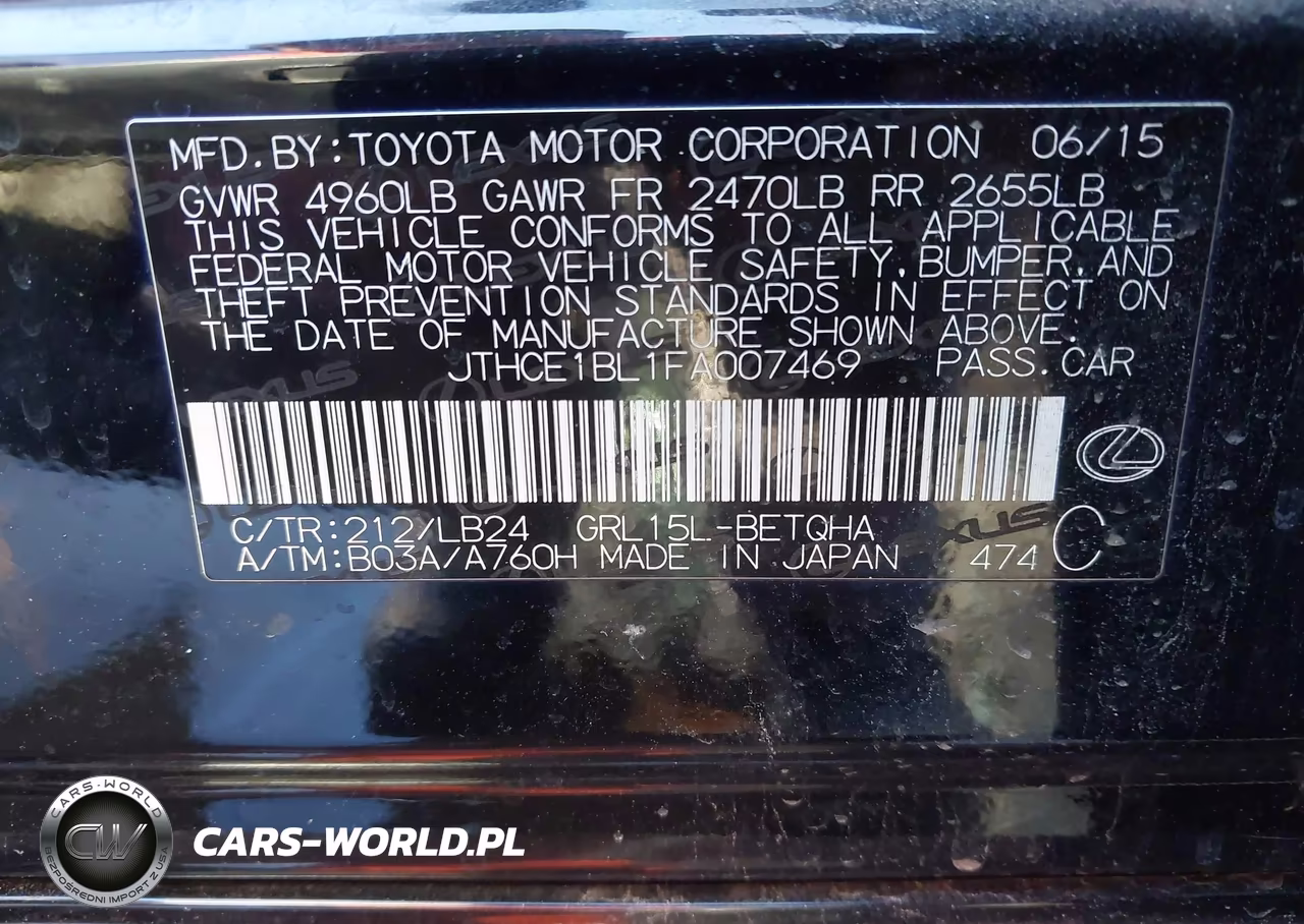 2015 Lexus Gs 350 VIN:JTHCE1BL1FA007469 - 9