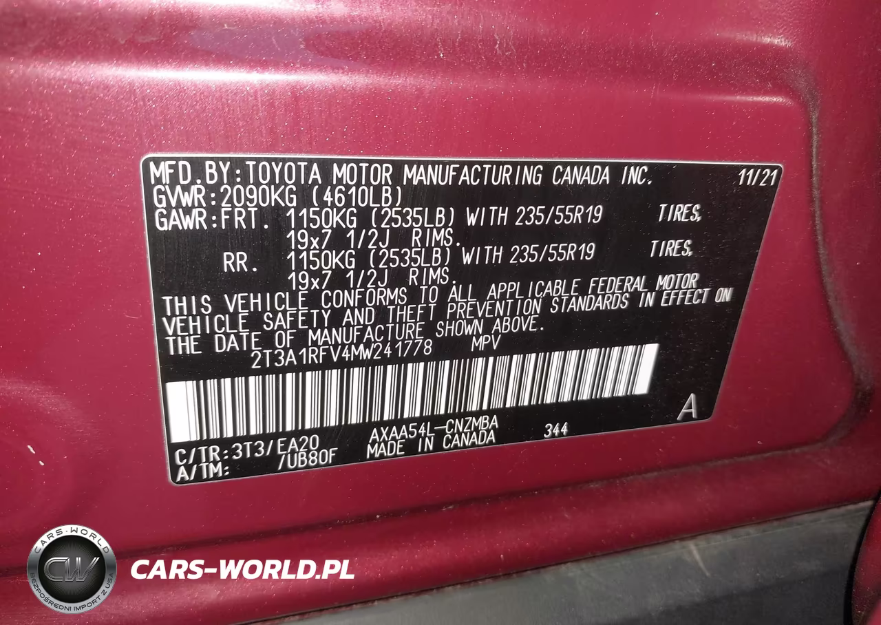 2021 Toyota Rav4 Xle Premium VIN:2T3A1RFV4MW241778 - 9