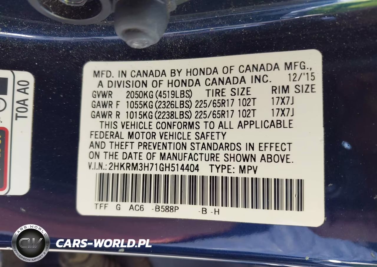 2016 Honda Cr-V Ex-L VIN:2HKRM3H71GH514404 - 17