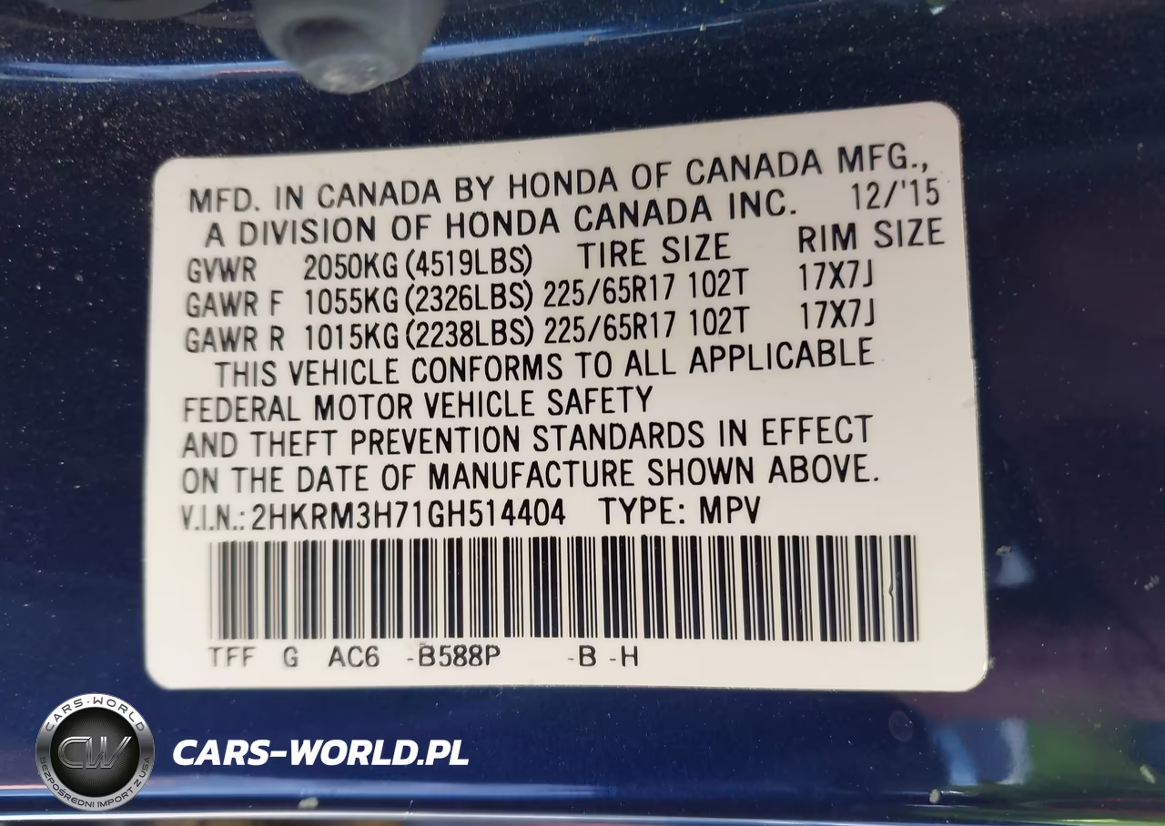 2016 Honda Cr-V Ex-L VIN:2HKRM3H71GH514404 - 9
