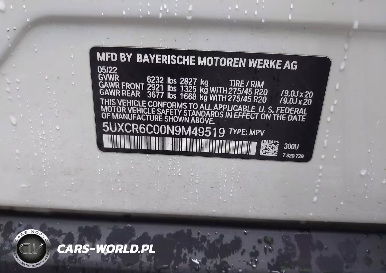2022 BMW X5 xDrive40I VIN:5UXCR6C00N9M49519 - 9