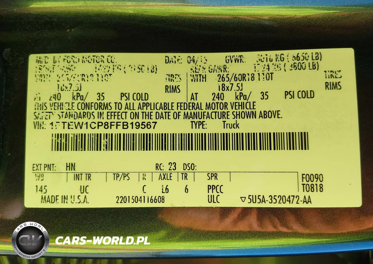 2015 Ford F-150 Xlt VIN:1FTEW1CP8FFB19567 - 9