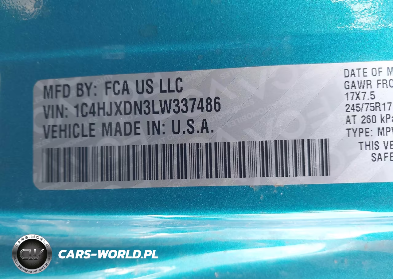 2020 Jeep Wrangler Unlimited Sport S 4X4 VIN:1C4HJXDN3LW337486 - 9