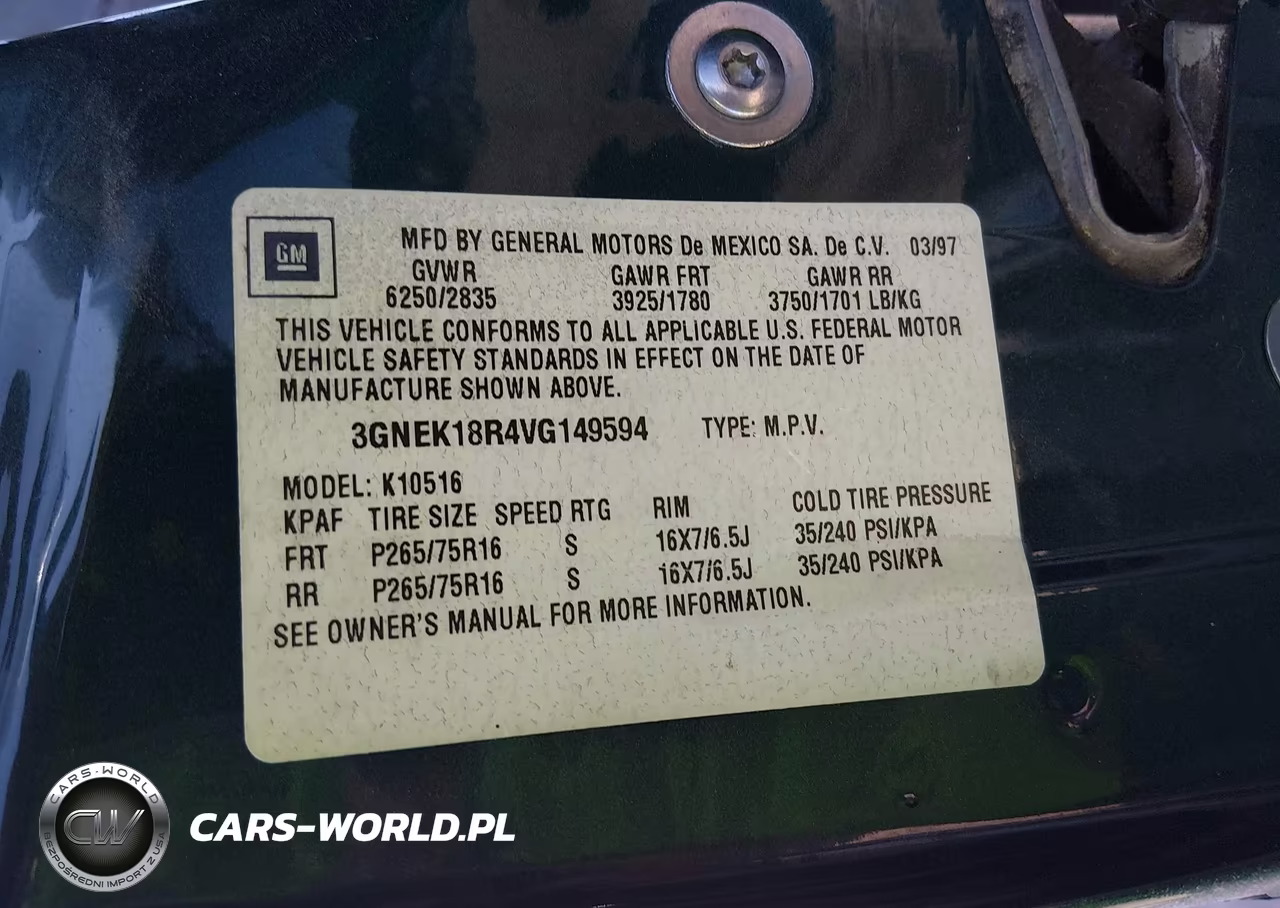 1997 Chevrolet Tahoe VIN:3GNEK18R4VG149594 - 9