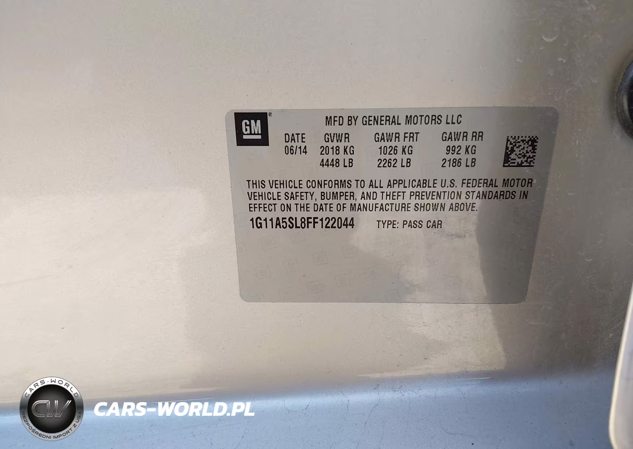 2015 Chevrolet Malibu 1Fl VIN:1G11A5SL8FF122044 - 9