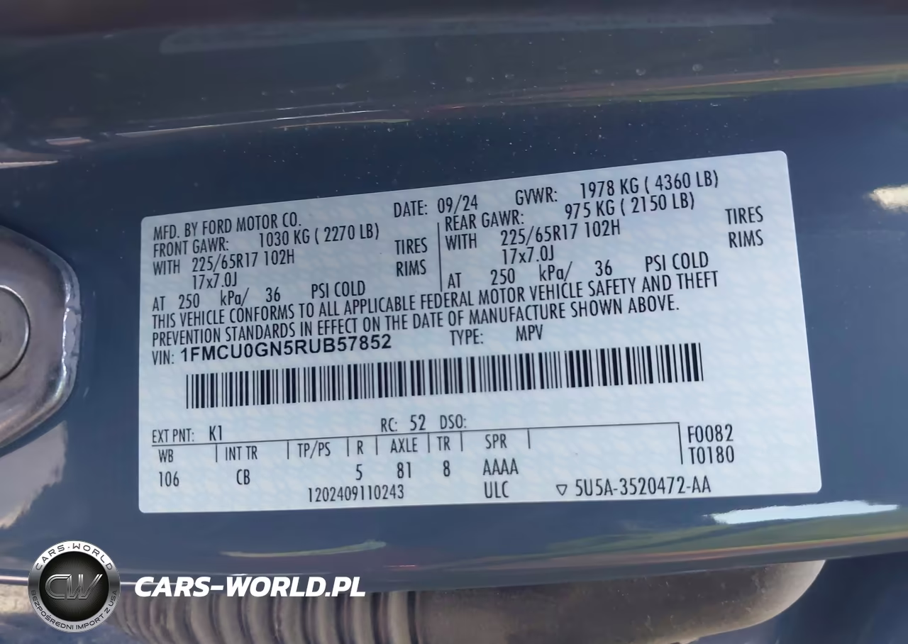 2024 Ford Escape Active VIN:1FMCU0GN5RUB57852 - 9