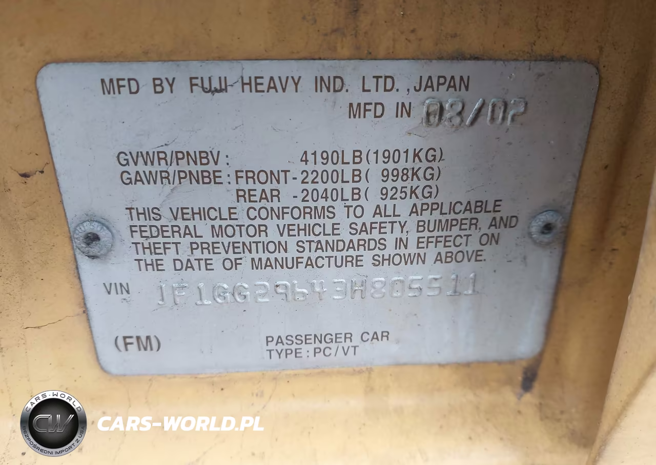 2003 Subaru Impreza Wrx VIN:JF1GG29643H805511 - 9