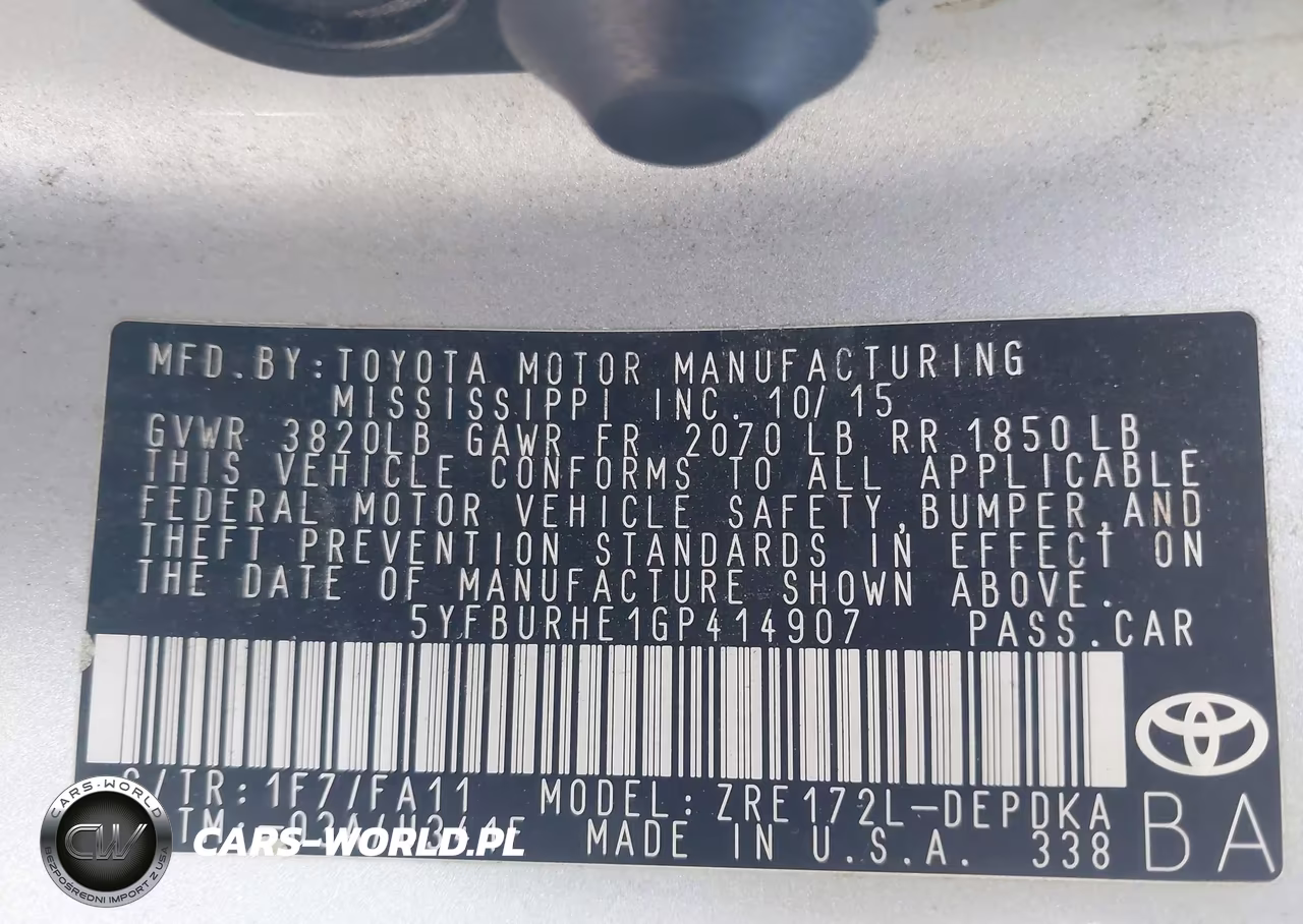 2016 Toyota Corolla L VIN:5YFBURHE1GP414907 - 9