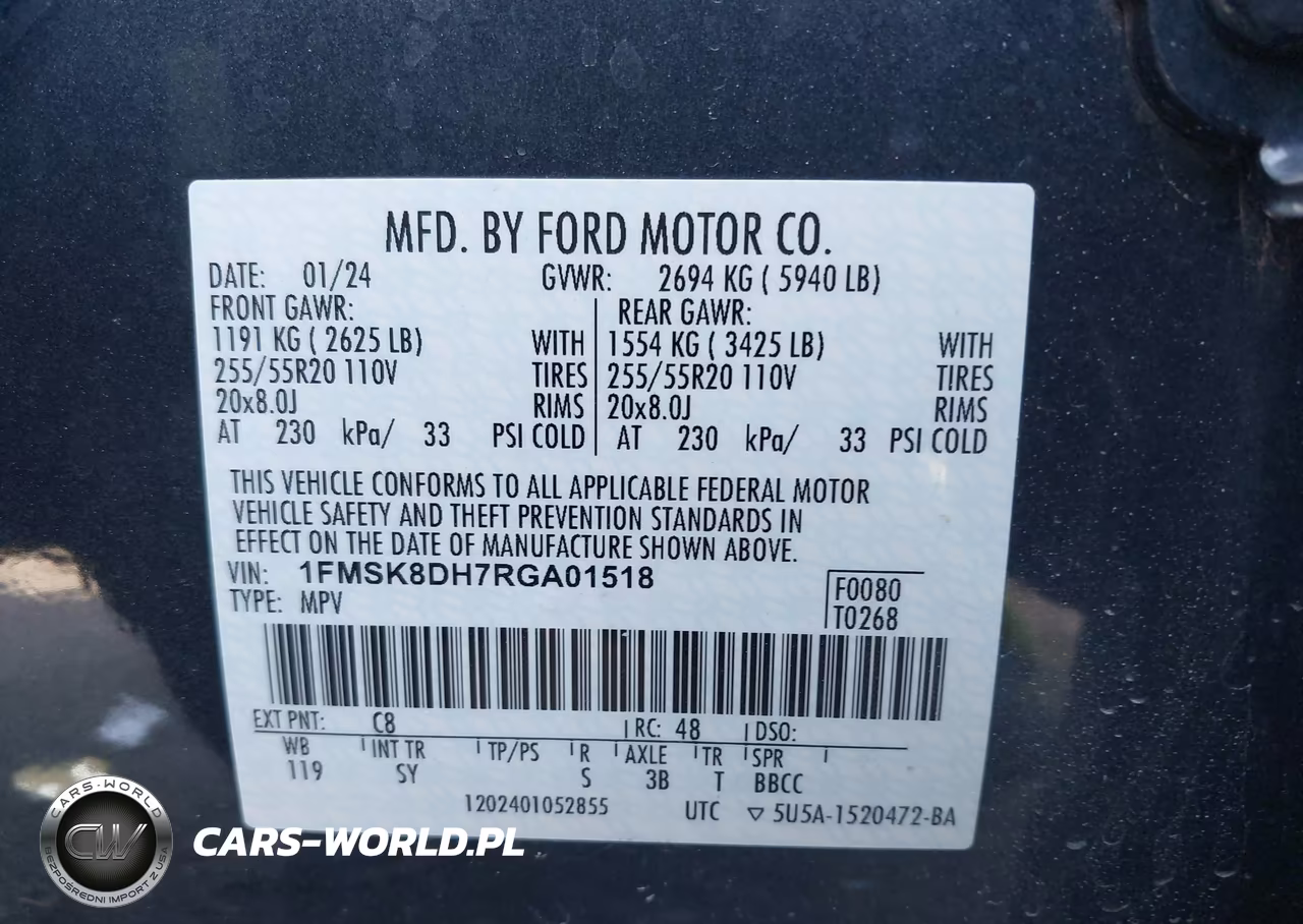 2024 Ford Explorer Xlt VIN:1FMSK8DH7RGA01518 - 9