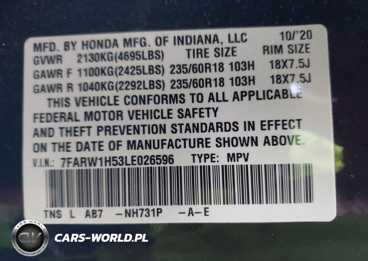 2020 Honda Cr-V 2Wd Ex VIN:7FARW1H53LE026596 - 9
