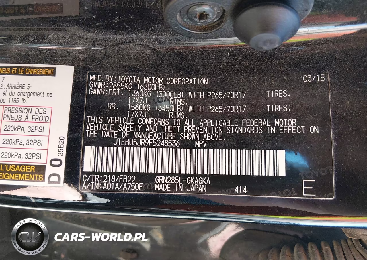 2015 Toyota 4Runner Sr5 VIN:JTEBU5JR9F5248536 - 9