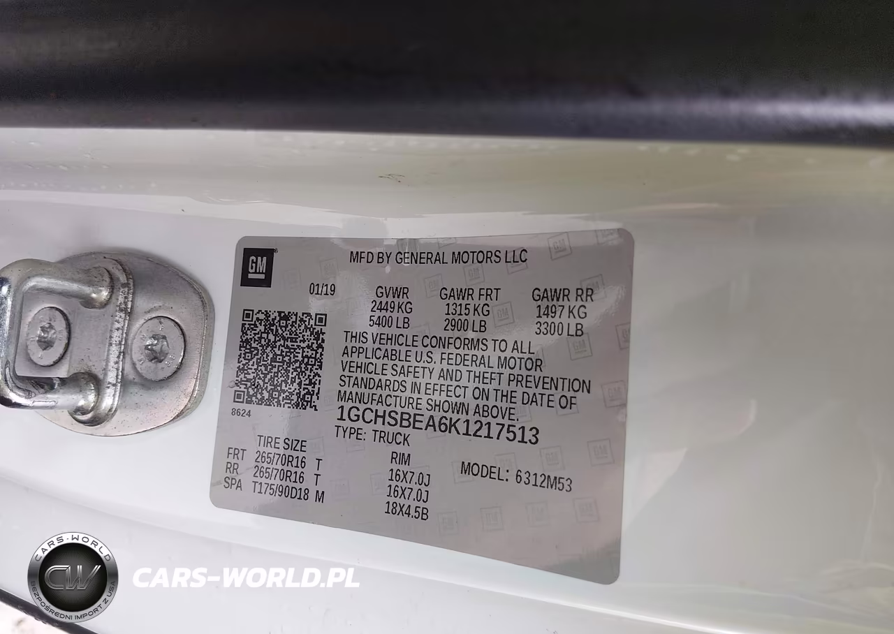 2019 Chevrolet Colorado Wt VIN:1GCHSBEA6K1217513 - 9