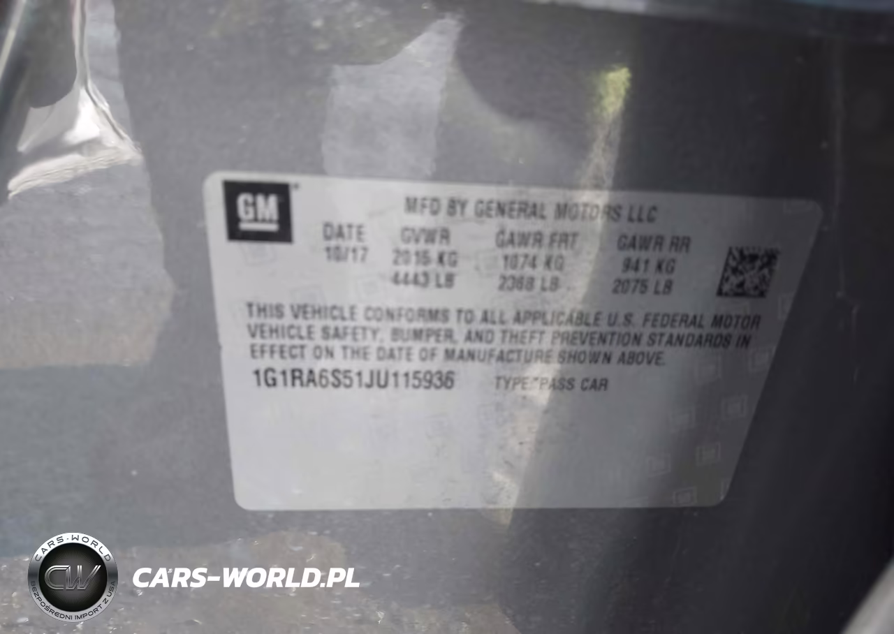 2018 Chevrolet Volt Lt VIN:1G1RA6S51JU115936 - 9