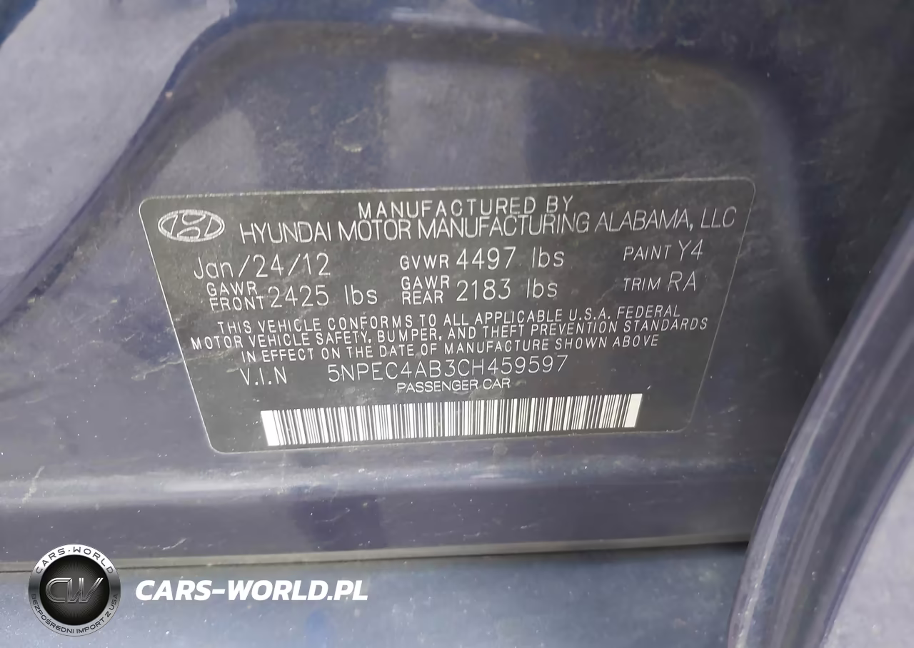 2012 Hyundai Sonata Se 2.0T VIN:5NPEC4AB3CH459597 - 9