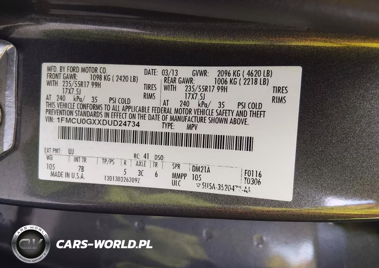 2013 Ford Escape Se VIN:1FMCU0GXXDUD24734 - 9