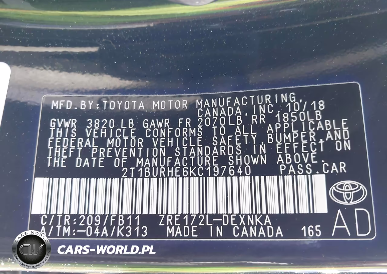 2019 Toyota Corolla Le VIN:2T1BURHE6KC197640 - 9