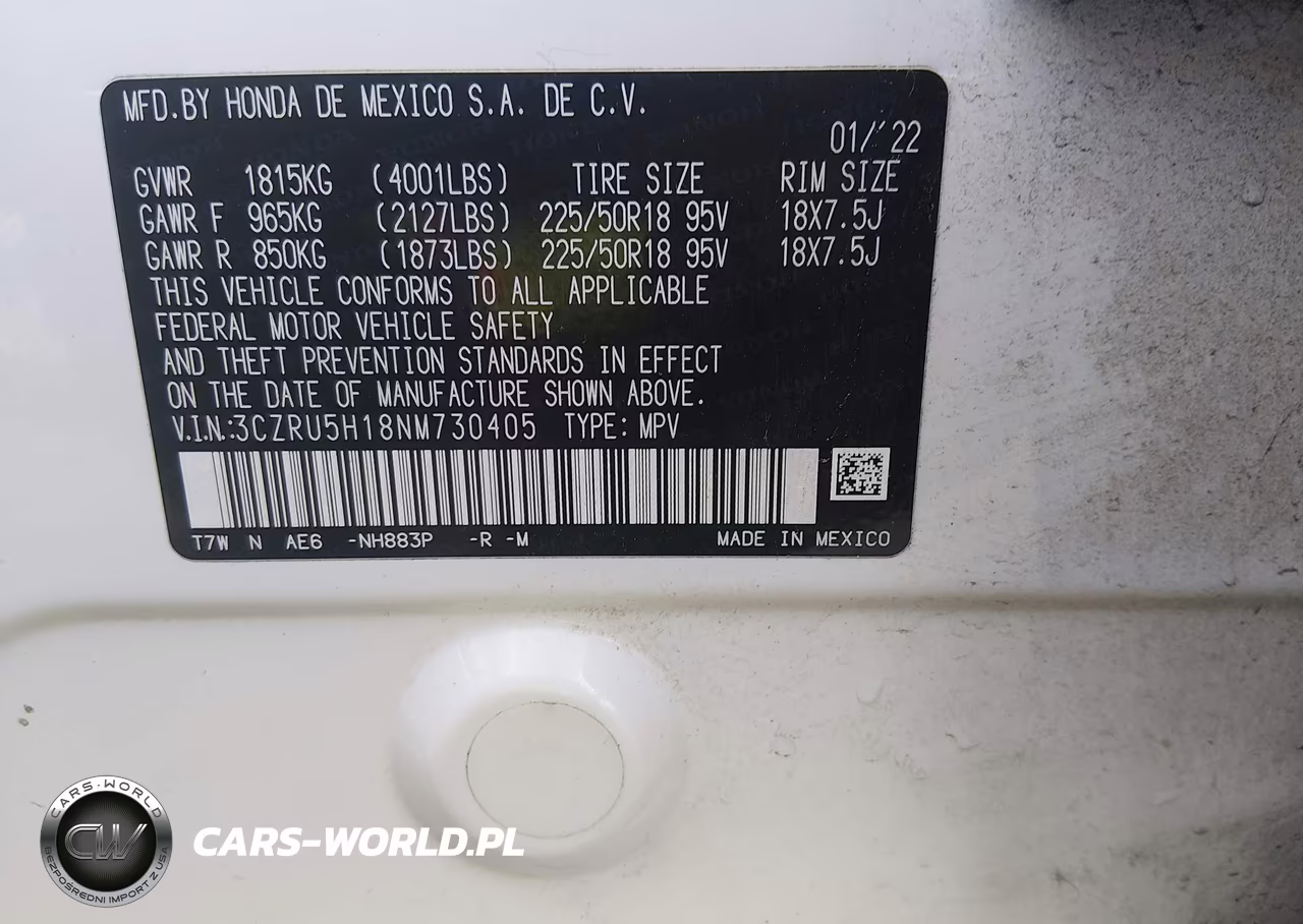 2022 Honda Hr-V 2Wd Sport VIN:3CZRU5H18NM730405 - 9