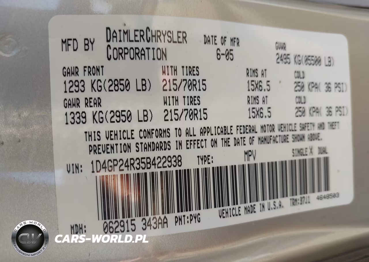 2005 Dodge Grand Caravan Se VIN:1D4GP24R35B422938 - 9