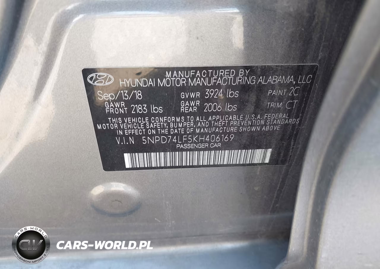 2019 Hyundai Elantra Se VIN:5NPD74LF5KH406169 - 9