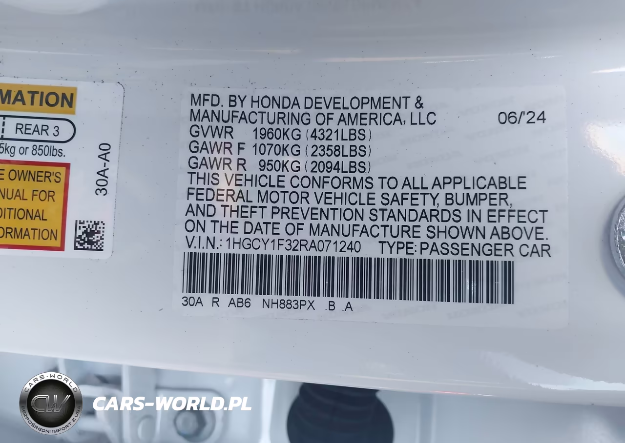 2024 Honda Accord Ex VIN:1HGCY1F32RA071240 - 9