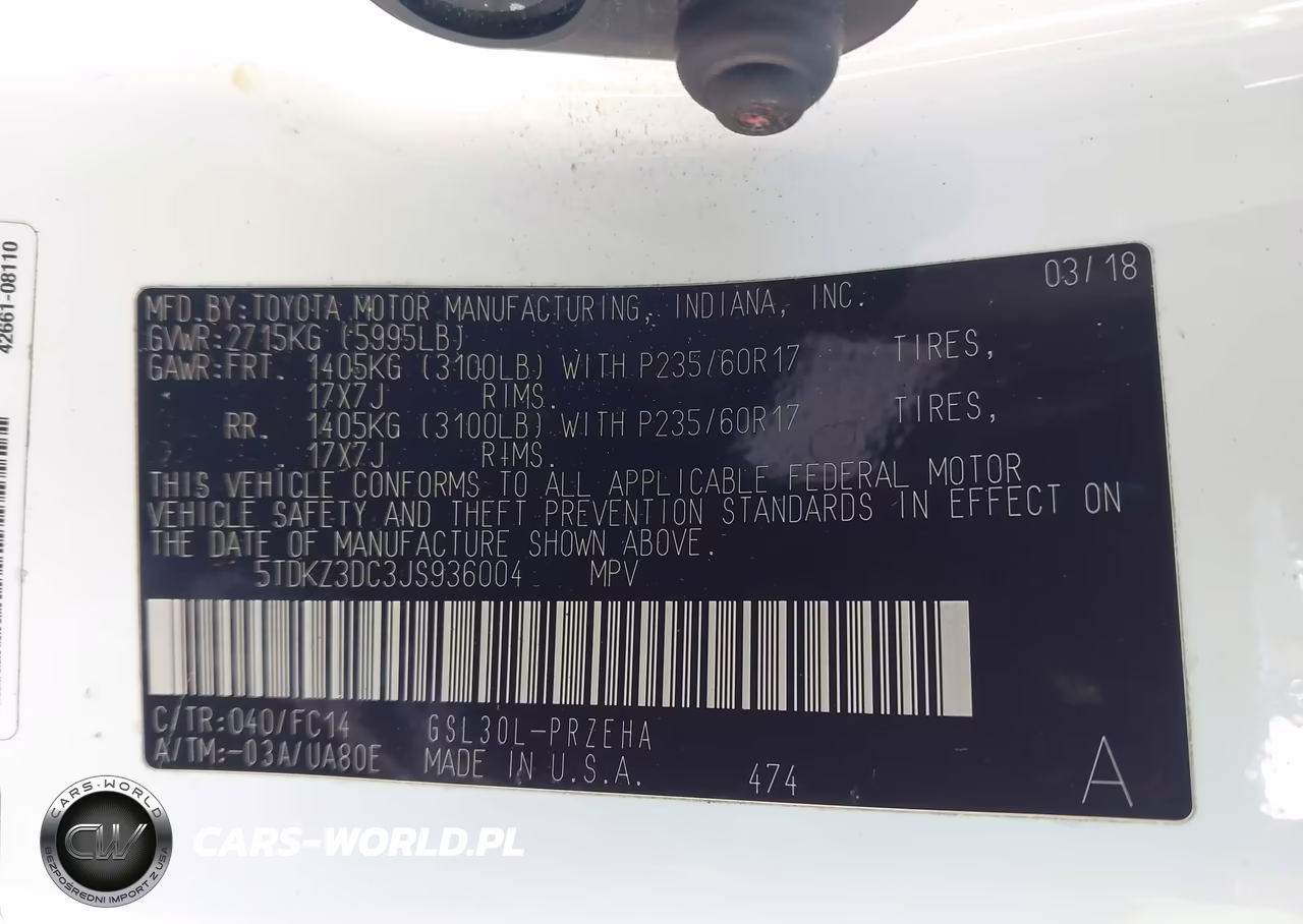 2018 Toyota Sienna Le 8 Passenger VIN:5TDKZ3DC3JS936004 - 9