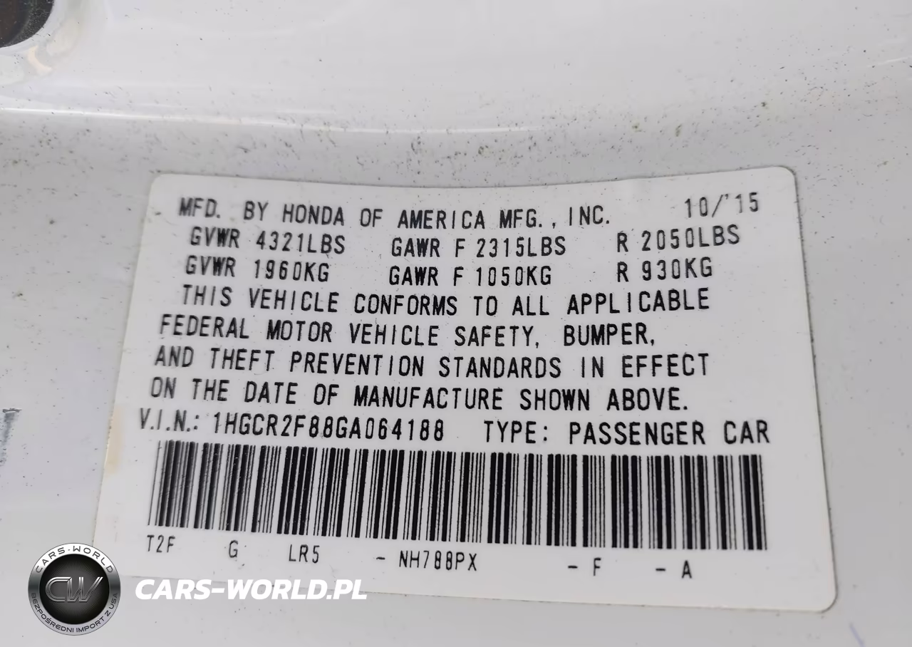 2016 Honda Accord Ex-L VIN:1HGCR2F88GA064188 - 9