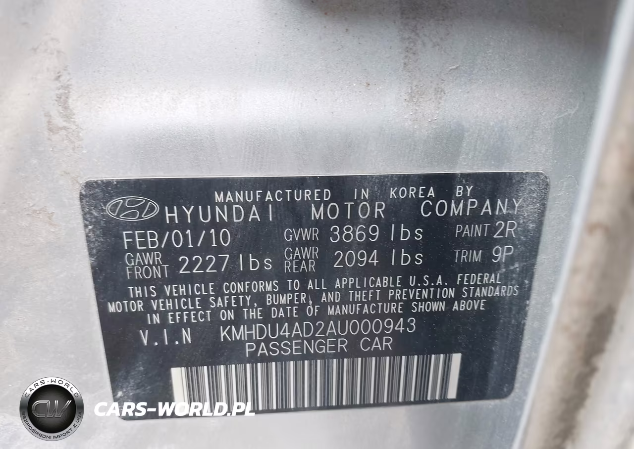 2010 Hyundai Elantra Se VIN:KMHDU4AD2AU000943 - 9