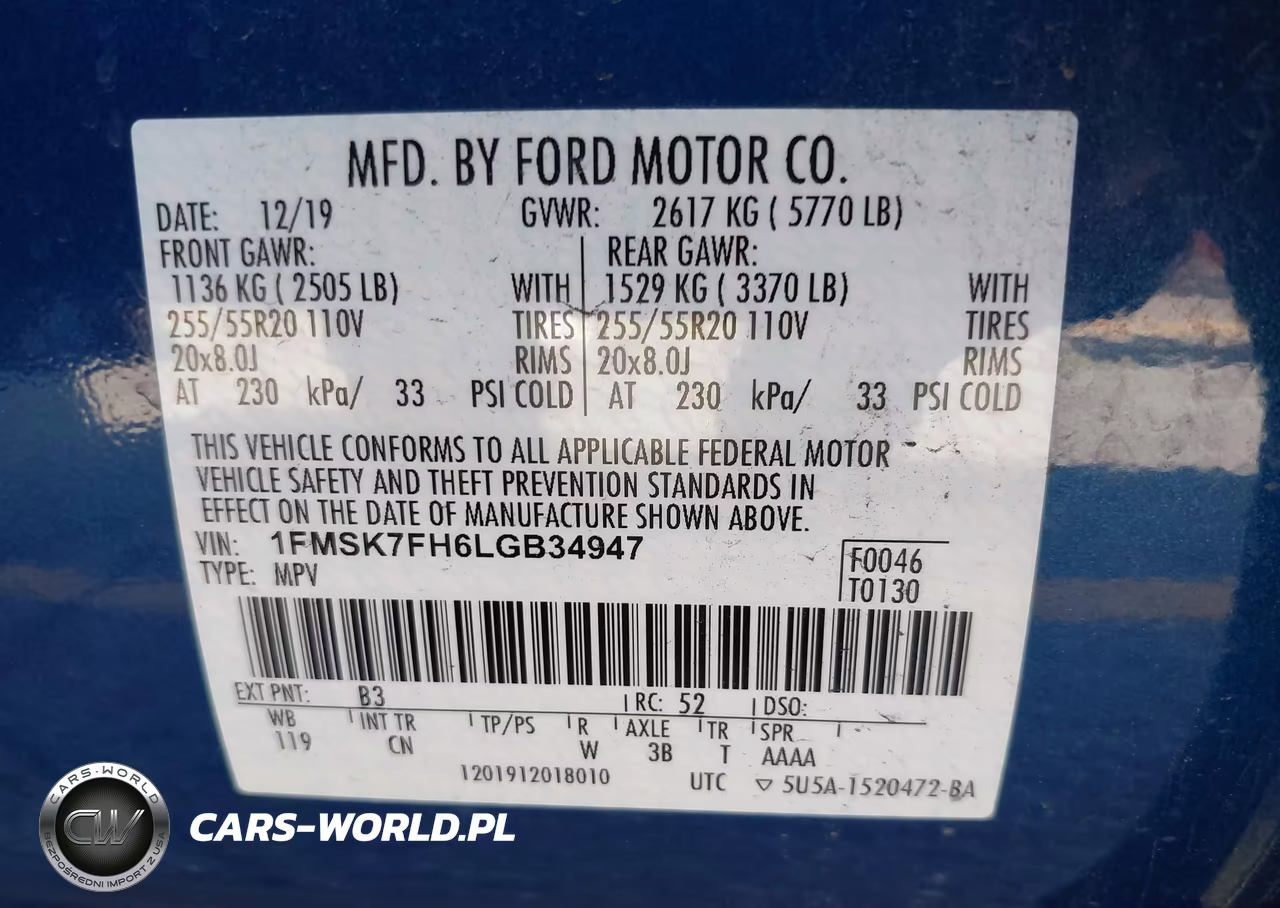 2020 Ford Explorer Limited VIN:1FMSK7FH6LGB34947 - 9