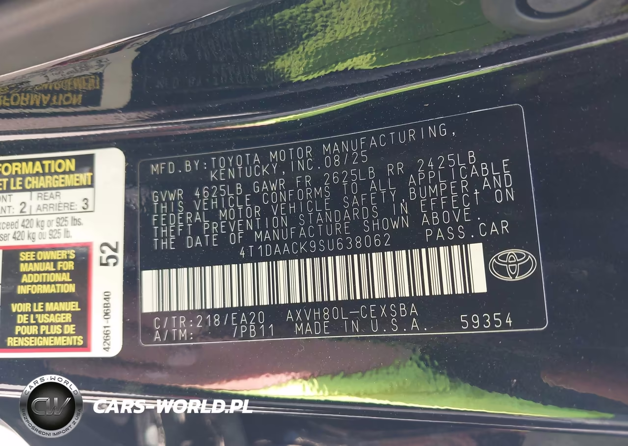 2025 Toyota Camry Se VIN:4T1DAACK9SU638062 - 9