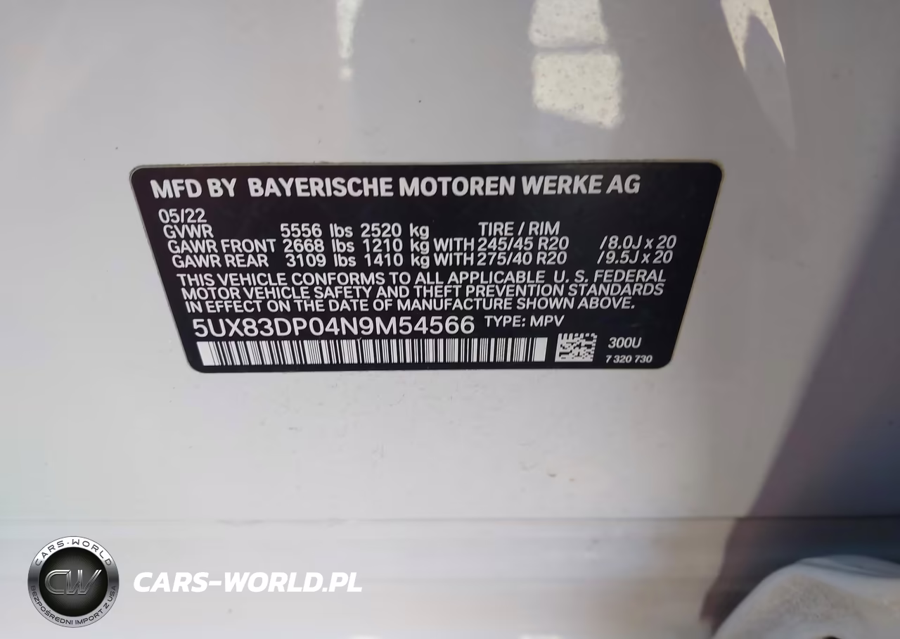 2022 BMW X3 M40I VIN:5UX83DP04N9M54566 - 9