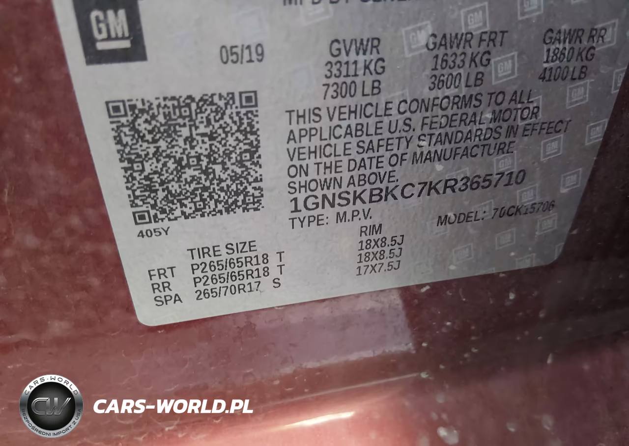 2019 Chevrolet Tahoe Lt VIN:1GNSKBKC7KR365710 - 9