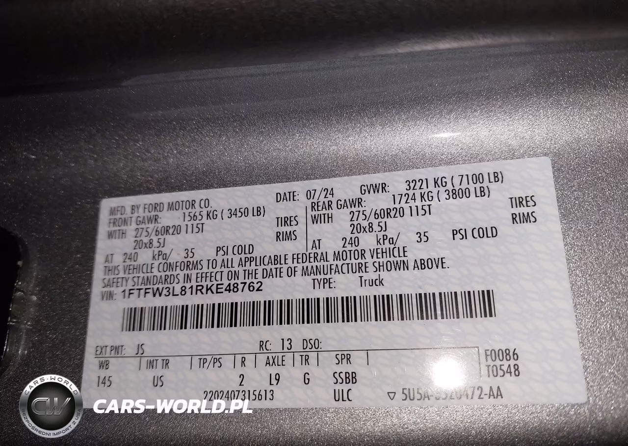2024 Ford F-150 Xlt VIN:1FTFW3L81RKE48762 - 9