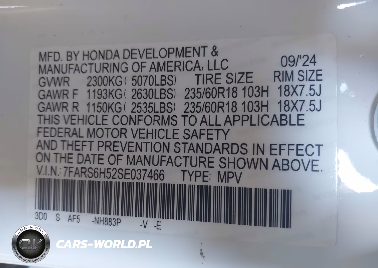 2025 Honda Cr-V Hybrid Sport VIN:7FARS6H52SE037466 - 9