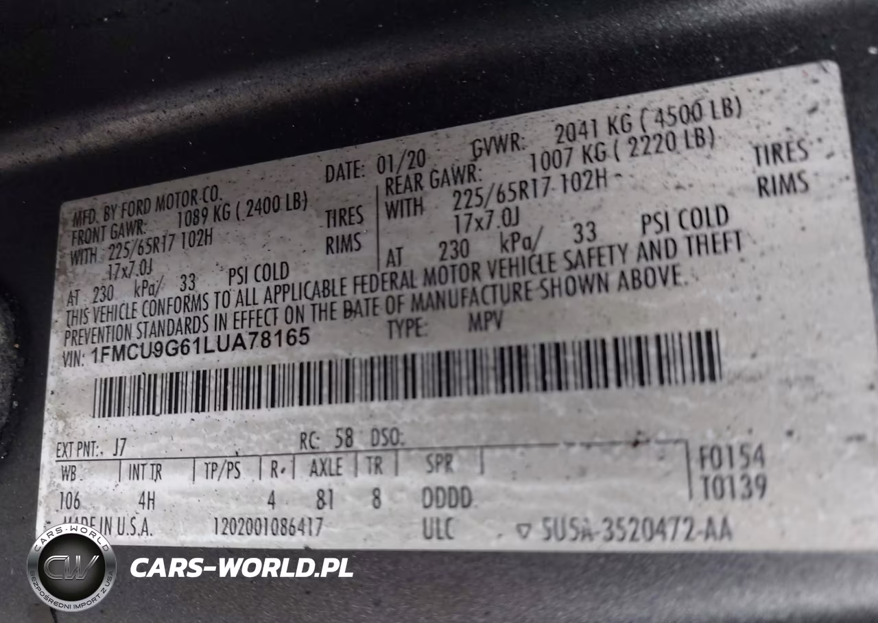 2020 Ford Escape Se VIN:1FMCU9G61LUA78165 - 9