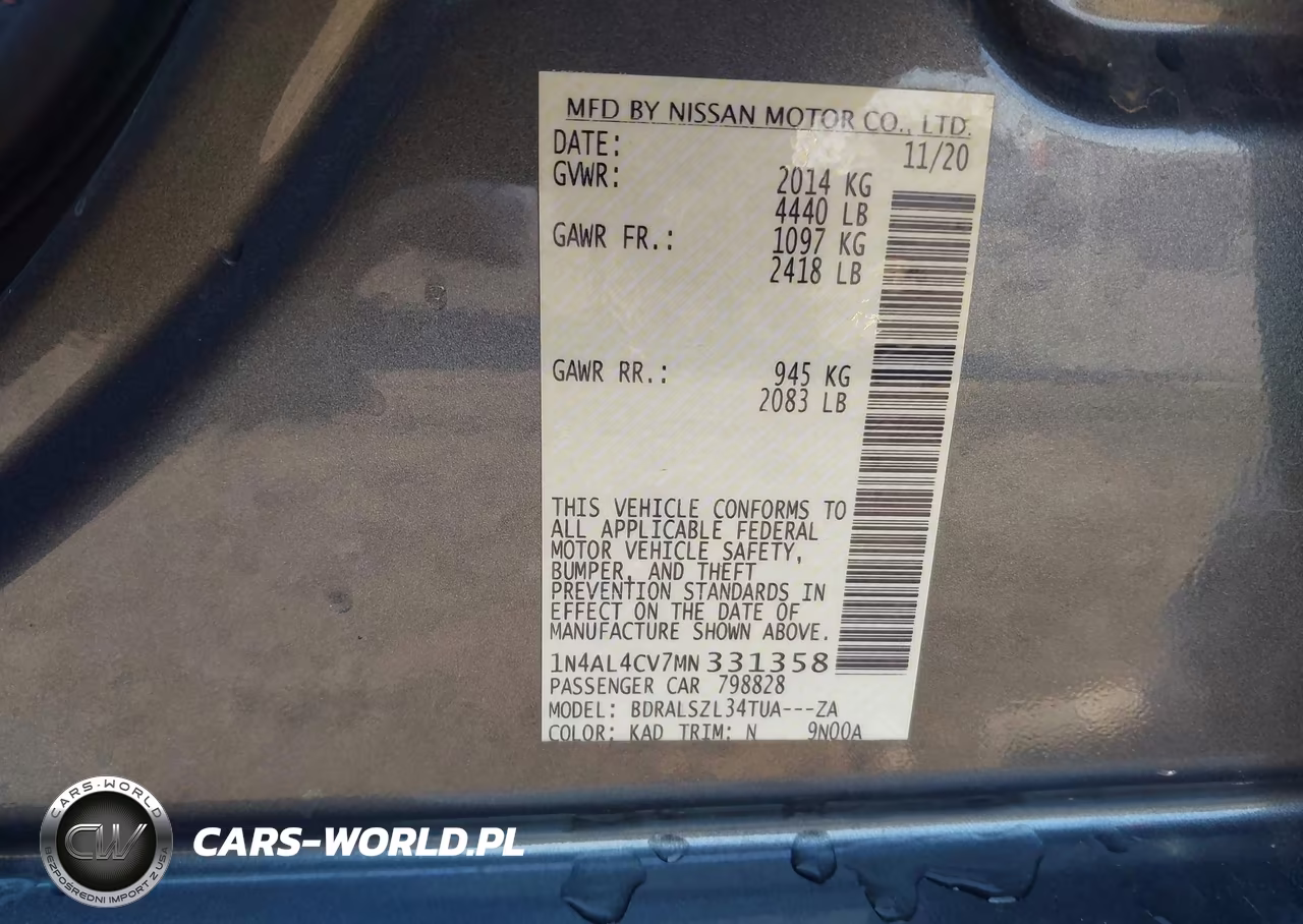 2021 Nissan Altima Sr Vc-Turbo Fwd VIN:1N4AL4CV7MN331358 - 9