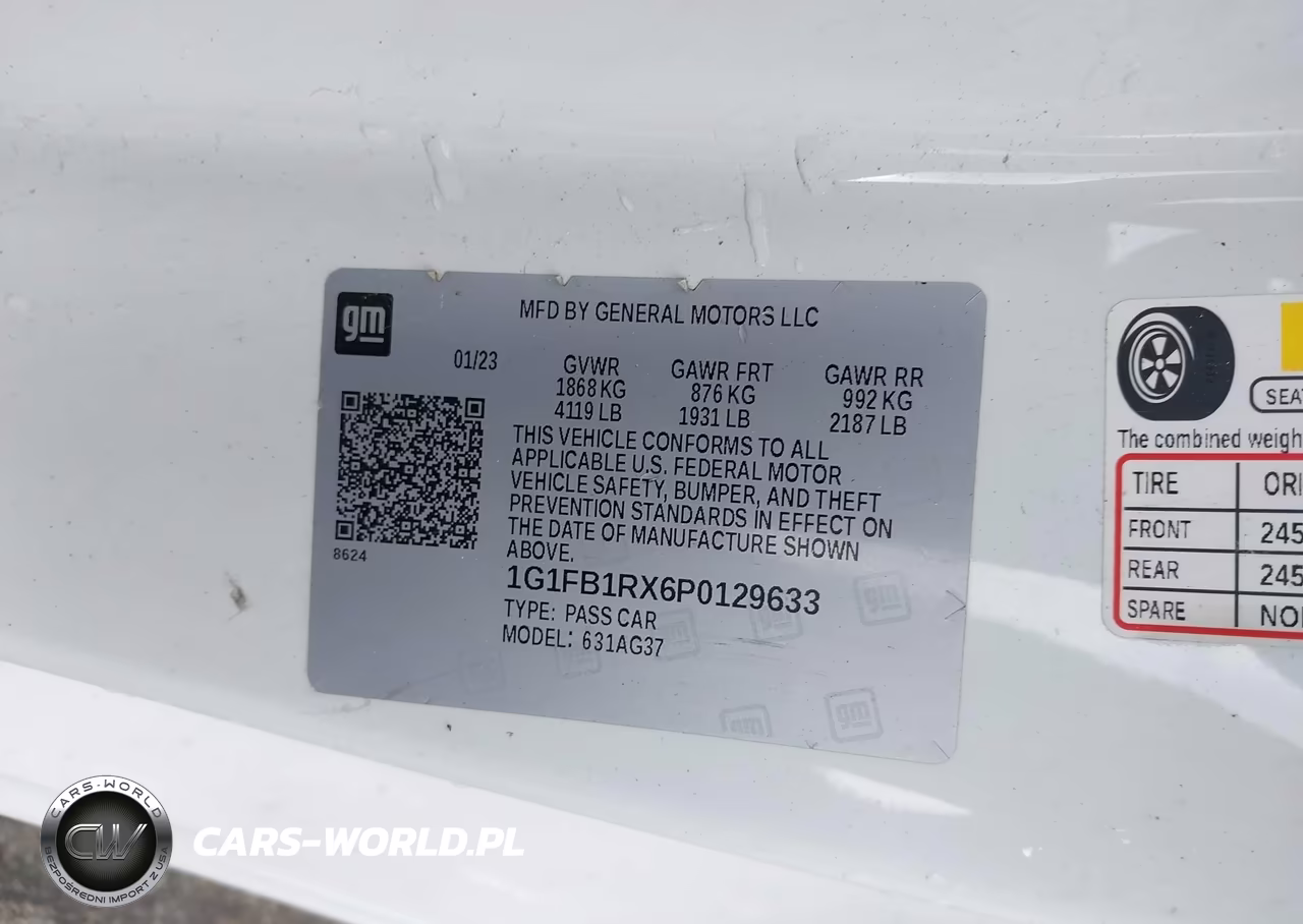 2023 Chevrolet Camaro Rwd 1Lt VIN:1G1FB1RX6P0129633 - 9
