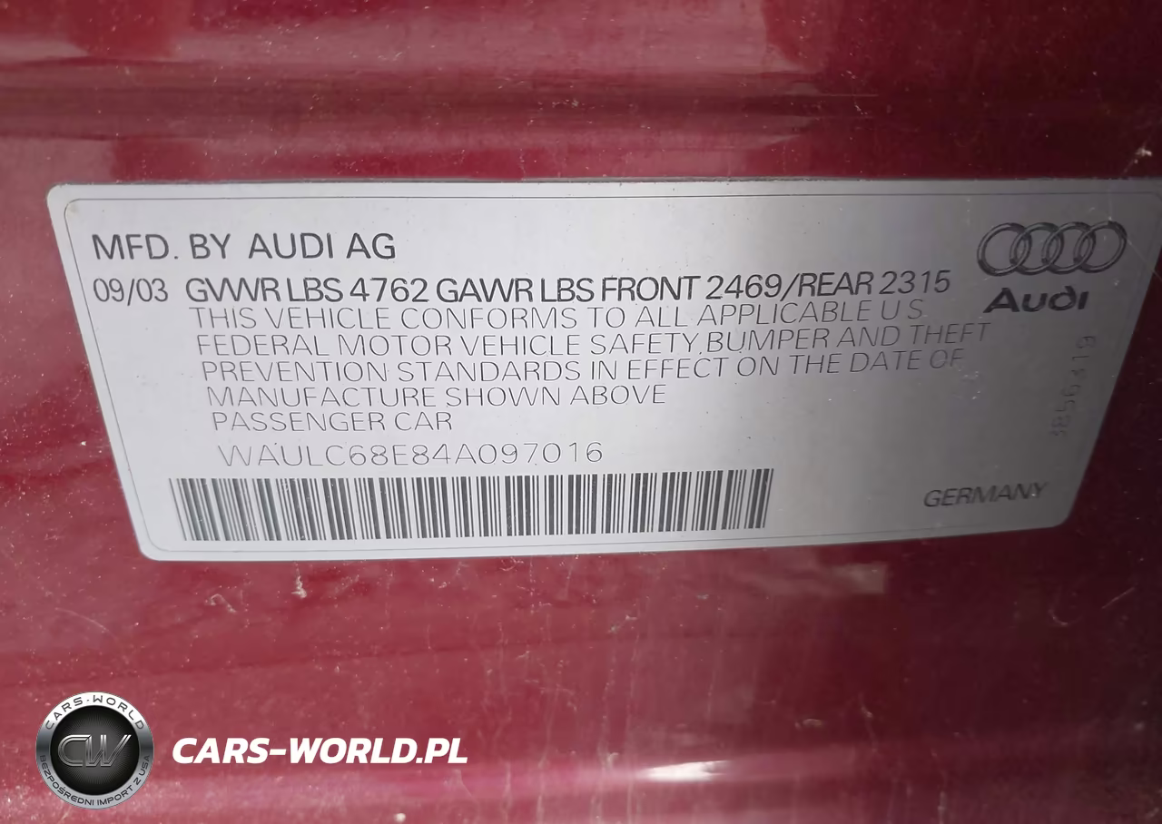 2004 Audi A4 1.8T VIN:WAULC68E84A097016 - 9