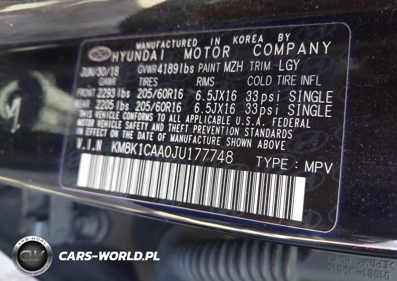 2018 Hyundai Kona Se VIN:KM8K1CAA0JU177748 - 9