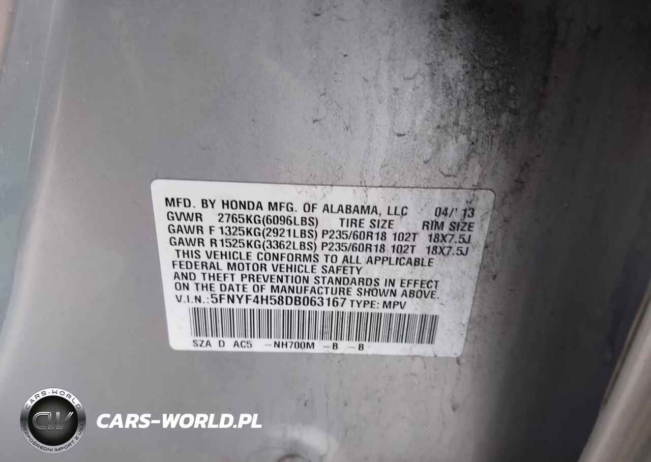2013 Honda Pilot Ex-L VIN:5FNYF4H58DB063167 - 9