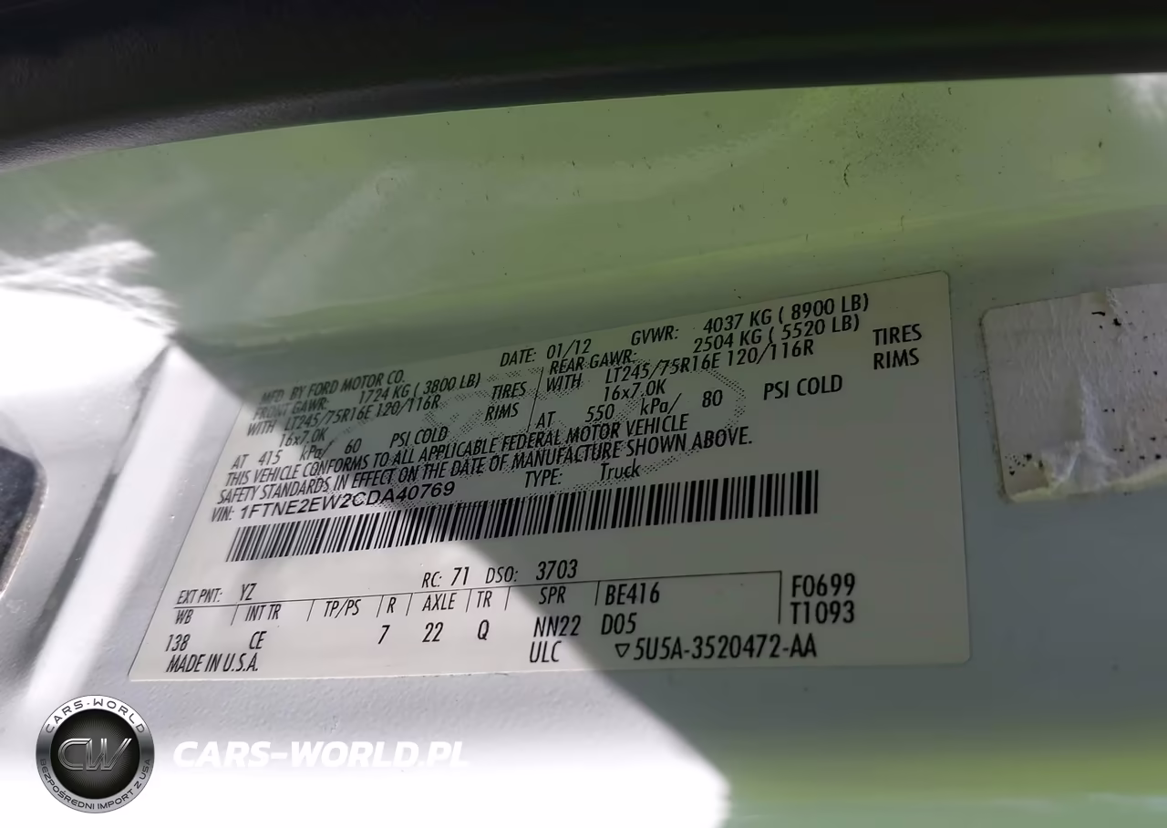 2012 Ford E-250 Commercial VIN:1FTNE2EW2CDA40769 - 9