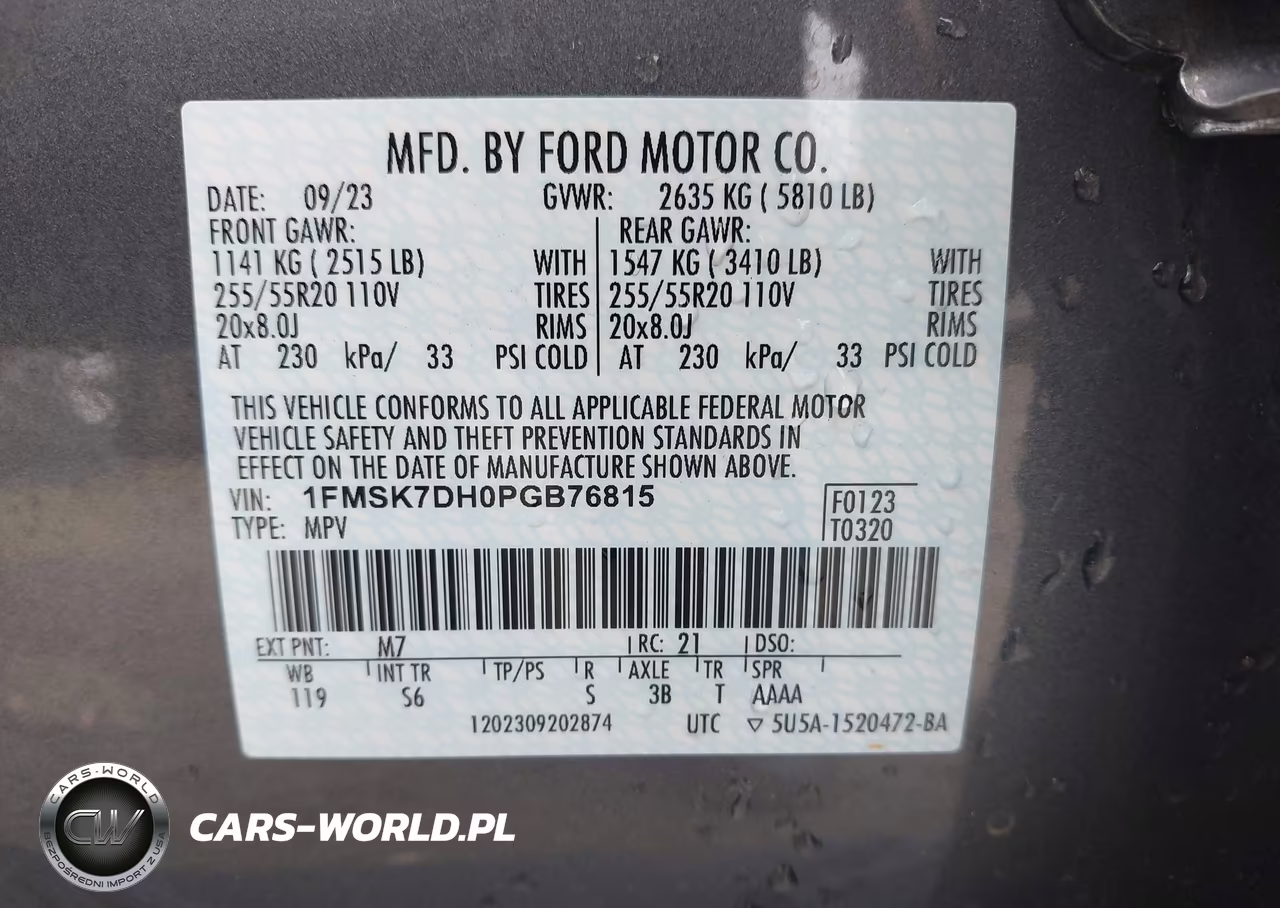 2023 Ford Explorer Xlt VIN:1FMSK7DH0PGB76815 - 9