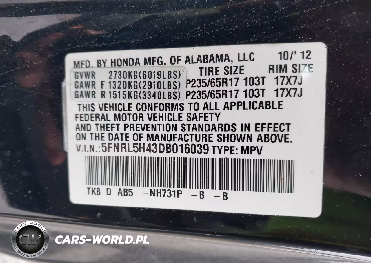2013 Honda Odyssey Ex VIN:5FNRL5H43DB016039 - 9