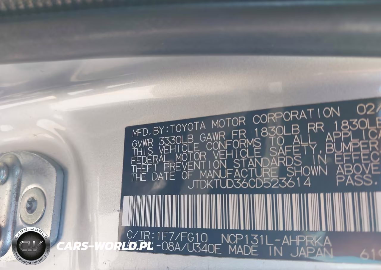 2012 Toyota Yaris Le VIN:JTDKTUD36CD523614 - 9